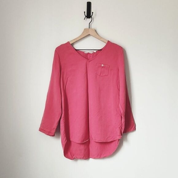 Soft Surroundings Roll Up Sleeve V-Neck Top Size Extra Small - Picture 1 of 8